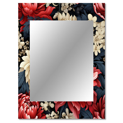 Hutson Mystic Red Damask Whispers - damask  Decorative Mirror, Boho Wall Mirror, Printed Metal Art