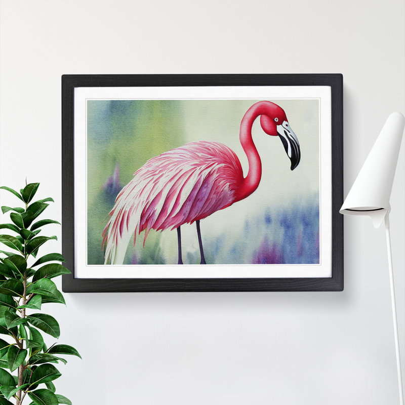 Flamingo Vol.1 - Single Picture Frame Painting, Black, 46cm H x 64cm W x 2cm D