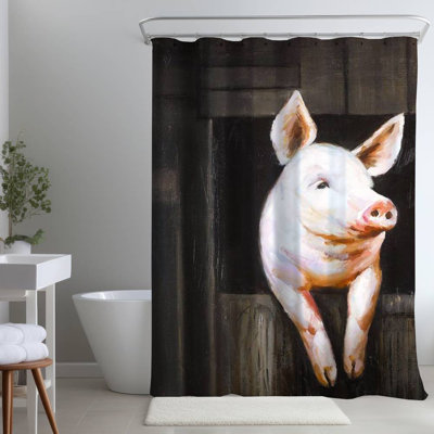 Brooxie – Polyester Shower Curtain, Dye Sublimation Print, 71" W × 74" L