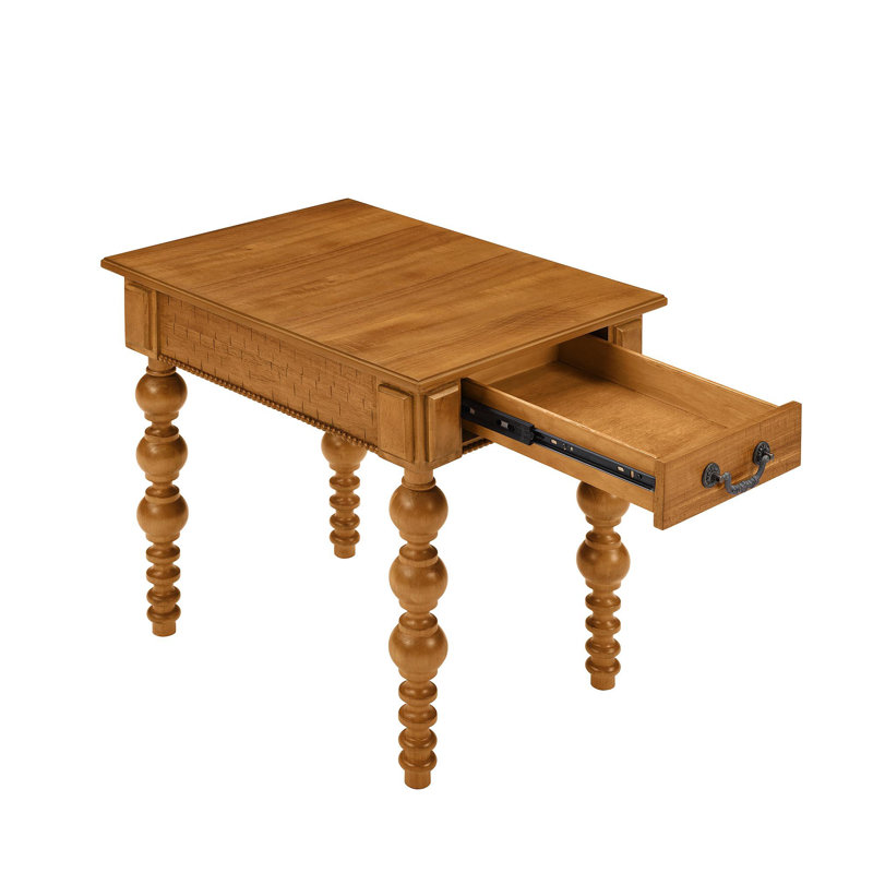 Table de bout en bois massif avec tiroir, table de bout étroite et facile à assembler pour le salon, naturel, Naturel