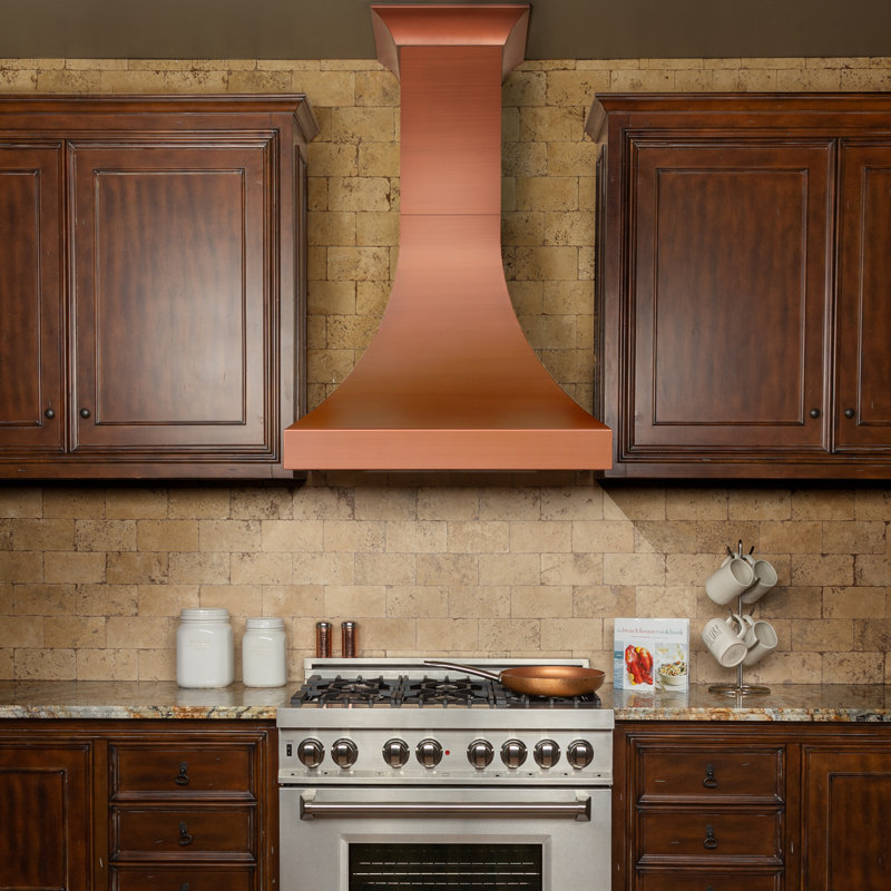 ZLINE 30" Designer Series Fingerprint Resistant Stainless Steel Ducted Wall Range Hood (8632S-30), Hand-Hammered Copper