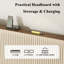 Lit plateforme avec station de charge, structure en métal, aucun sommier requis, silencieux, assemblage facile-1874549018