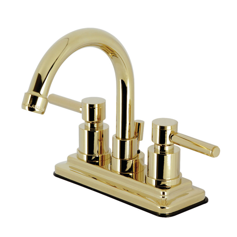 Robinet de salle de bain central à 4 poignées à 3 trous à fixation sur le comptoir avec laiton escamotable Kingston
