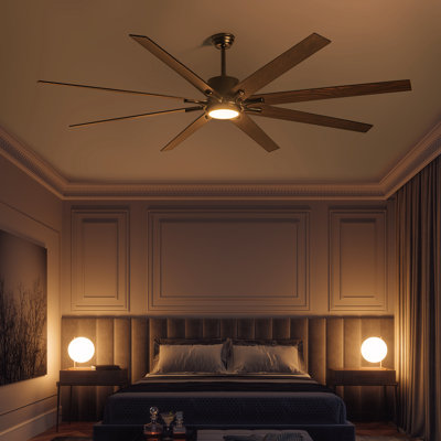 85" 8-blade Led Standard Ceiling Fan With Remote Control Farmhouse Ceiling Fan With Light Kit Included