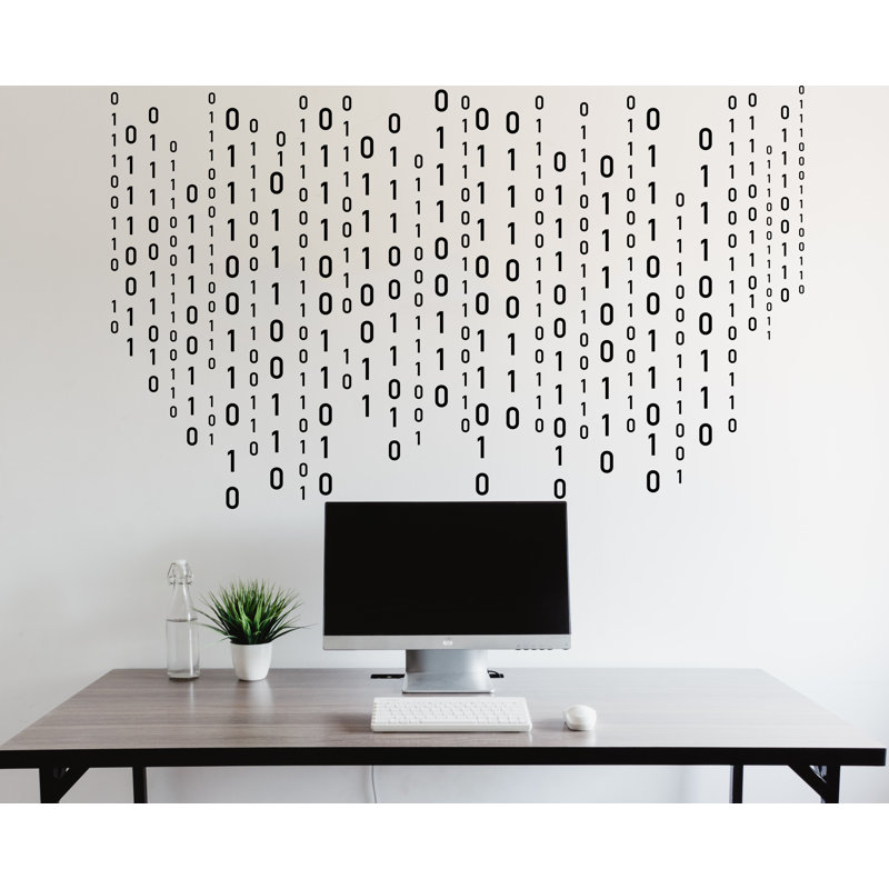 Décalcomanie murale code binaire, technologie vinyle Art mural, autocollant de carte de circuit imprimé, décoration murale de bureau, ordinateur It Decor Office 230LU