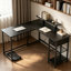 Bureau en forme de L, bureau à domicile de 53,9 po avec tablettes de rangement, bureau de jeu en forme de L-635805374
