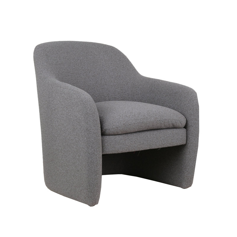 Brijpal Sherpa Fabric Upholstered Barrel Accent Chair, Gray Polyester Blend