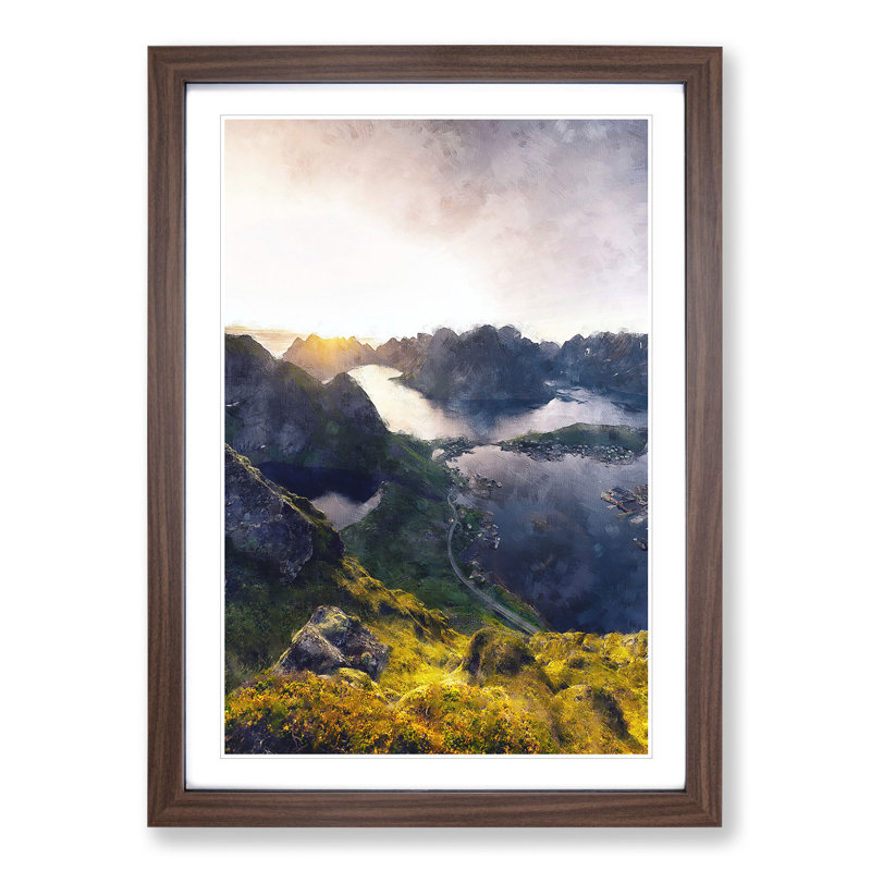 The Beauty of Norway - Picture Frame Painting, Walnut Framed, 48cm H x 36cm W x 2cm D