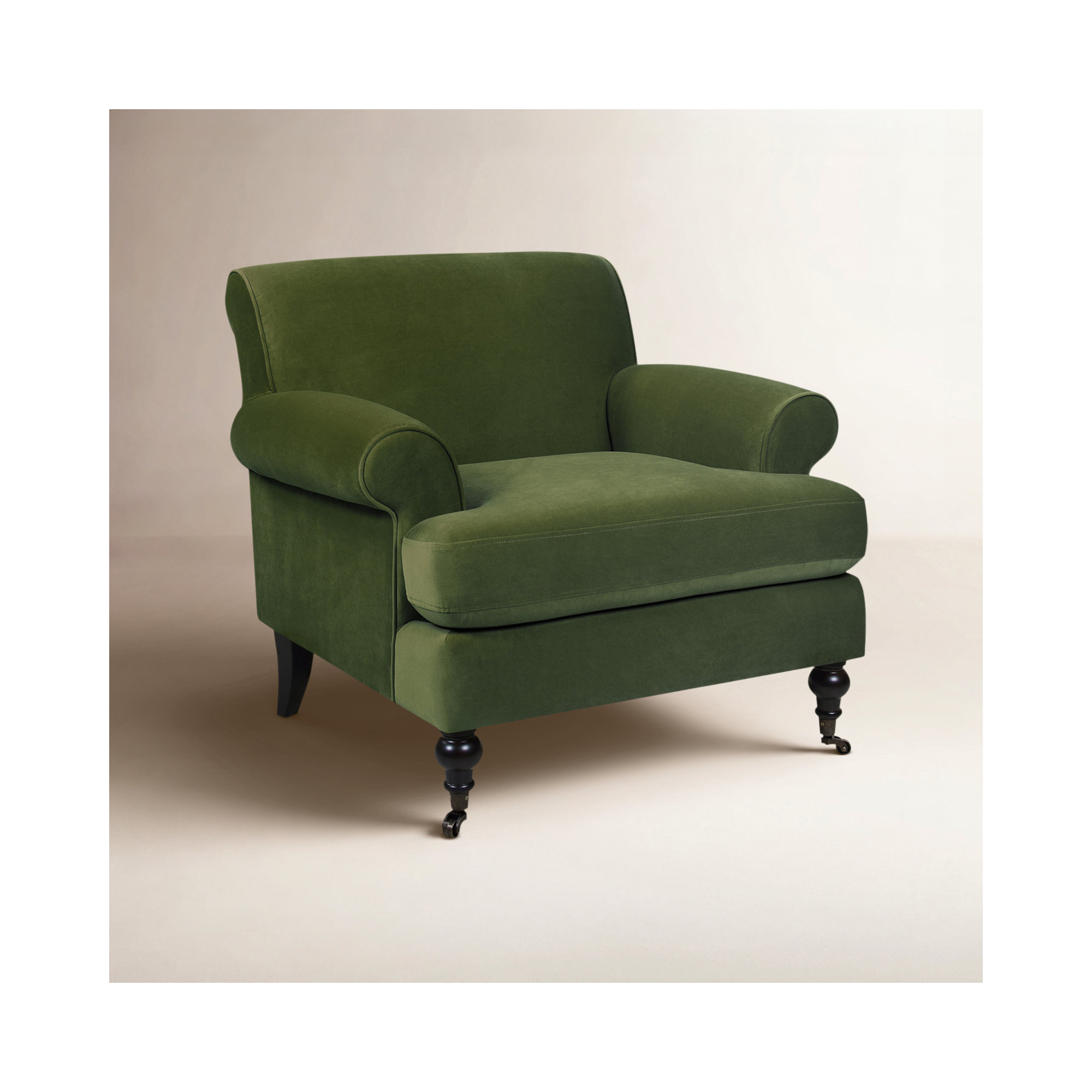 Harbor Upholstered Armchair, Olive Green Velvet