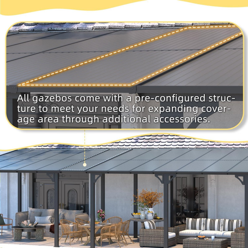 YODOLLA Black Metal Hardware for Gazebo, 30 cm H x 240 cm W x 15 cm D