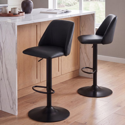 Swivel Upholstered Adjustable Height Counter & Bar Stool With Footrest