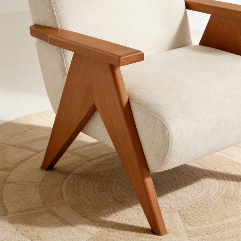 Fauteuil 27,6 po Mid-Century, Beige
