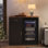Armoire de bar 39,4 po avec espace pour réfrigérateur et tablettes réglables pour la salle à manger de cuisine