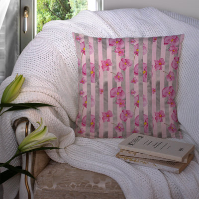 Flowers Stripes Outdoor Throw Pillow