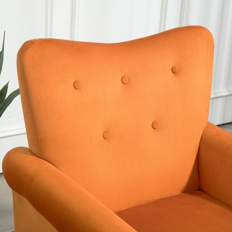 Fauteuil à oreilles Mid-Century, Orange