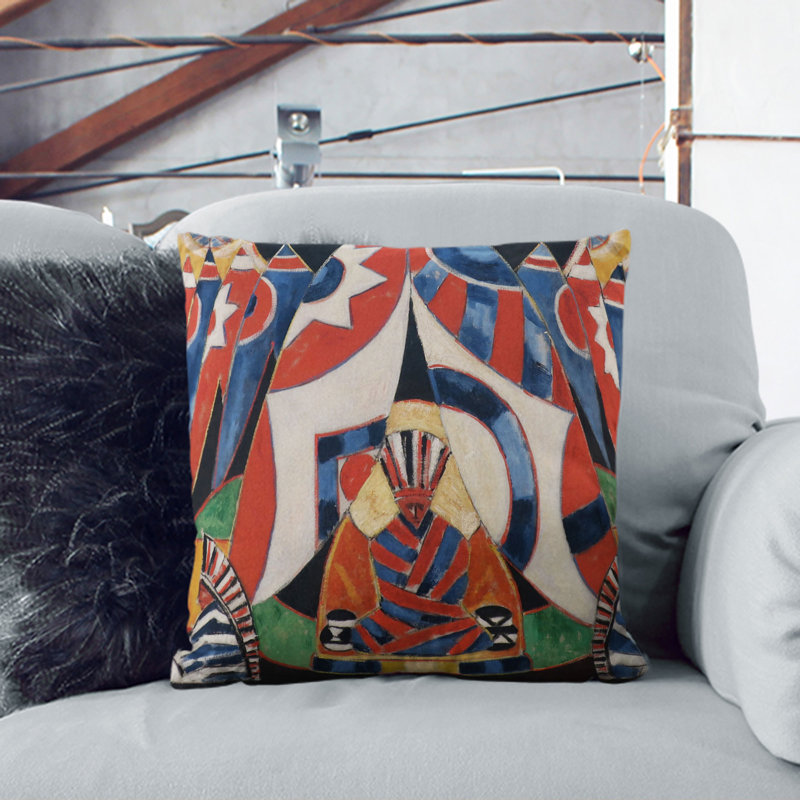 American Indian Symbols Square Throw Cushion, 40cm H x 40cm W x 15cm D