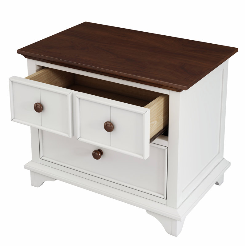 Table de bout haute 22,6 po, table de bout robuste en bois de style rétro avec 3 tiroirs