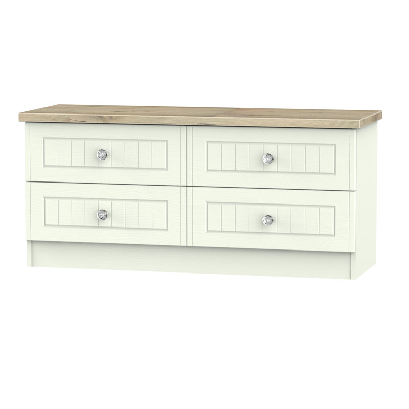 Fully Assembled Zenfield 4 Drawer Chest, Porcelain Ash/Bordeaux Oak