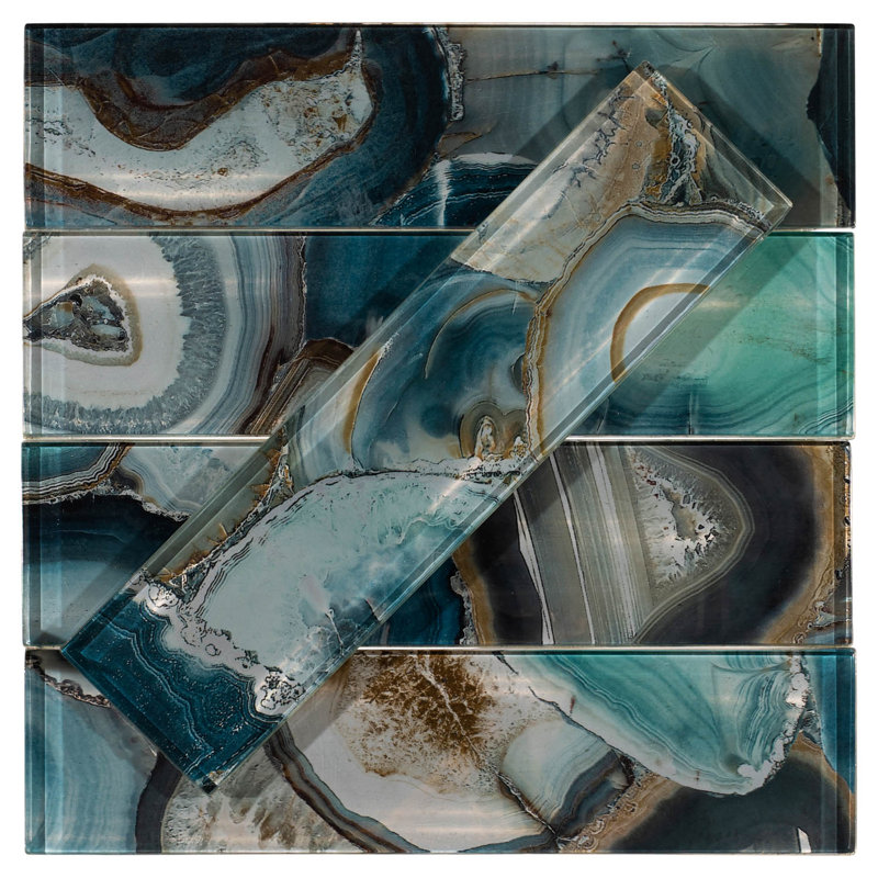 Myst 3-in. x 12-in. Subway Agate Inspired Polished Glass Wall Tile, Capri 