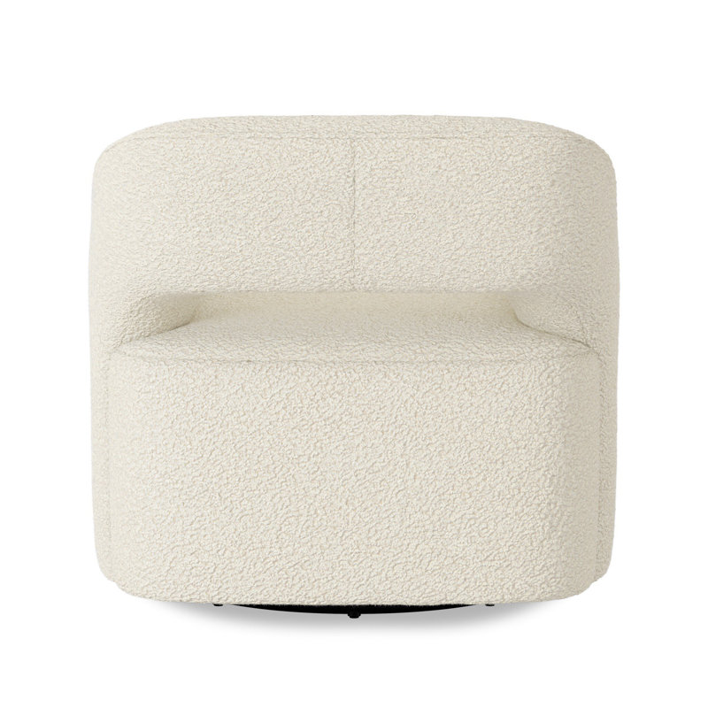 BLYTHE Swivel Armchair Chair with Ottoman, Sheepskin Natural Polyester