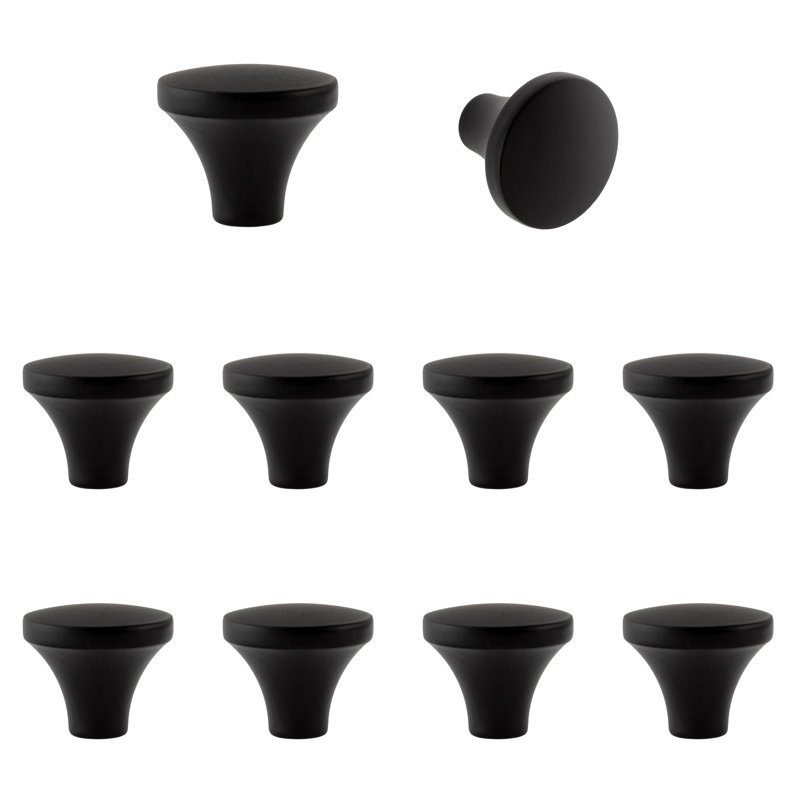 Paquet multiple de poignées rondes noires matte de 1-1 / 8 po Lancaster, Noir mat