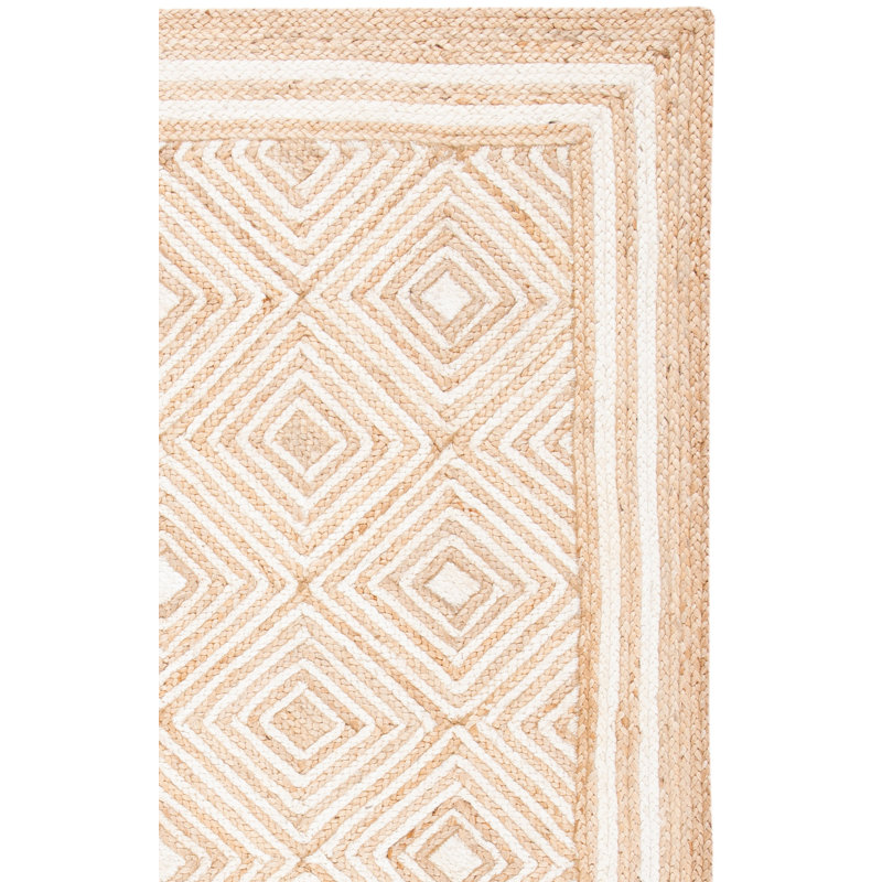 Tapis géométrique en jute et coton tissés à plat Wilkey, Tapis de couloir 2 pi 3 po x 9 pi