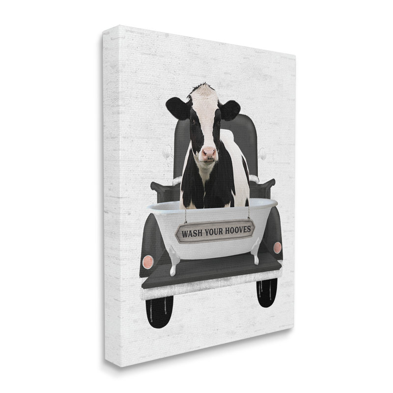 «Wash Your Hooves Cow on Canvas» par impression à lettres et doublée, H 20 po x l 16 po x P 1,5 po