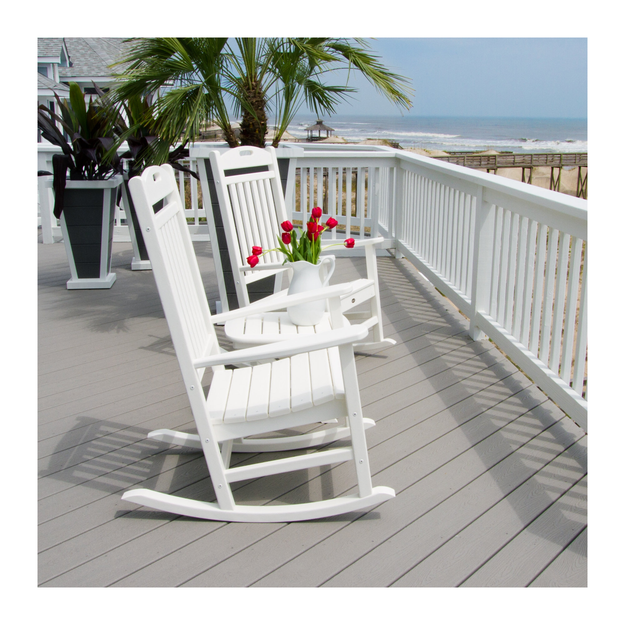 POLYWOOD Yacht Club Rocking Chair, Classic White
