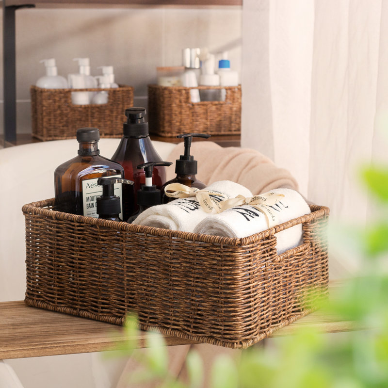 Bayou 3 Piece Wicker Storage Basket Set, Brown