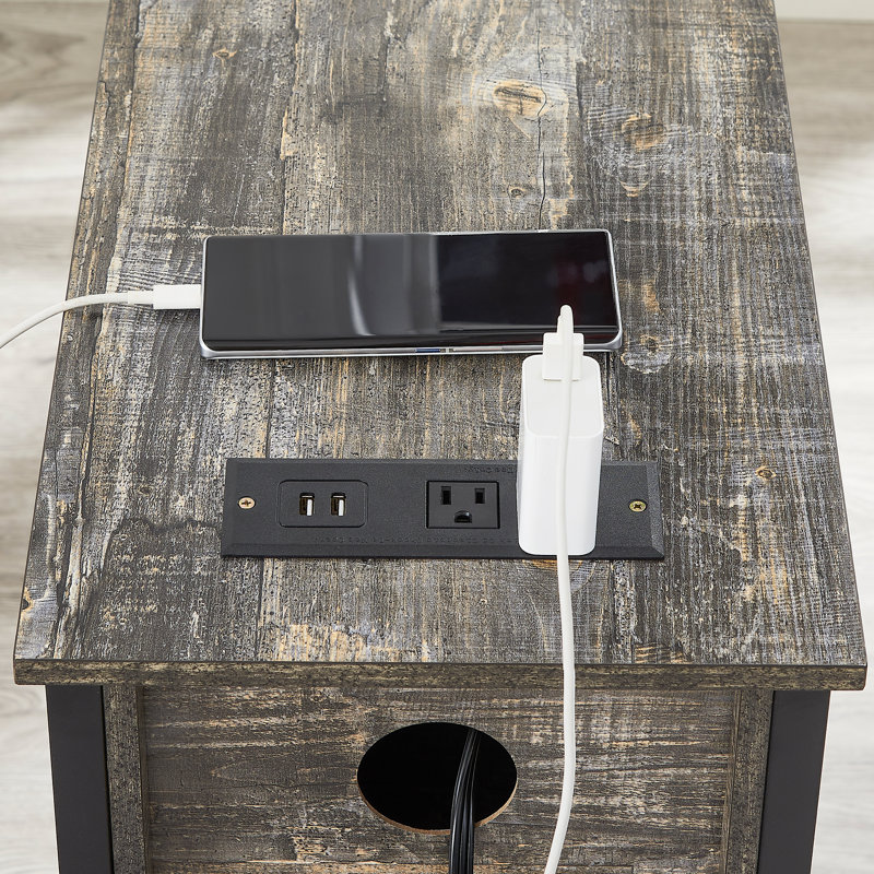 Ortha 2 - Drawer End Table Set and Built-In Outlets, Old School