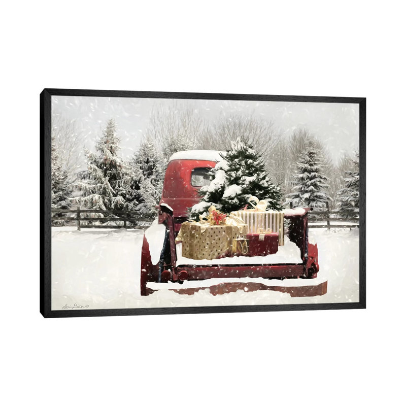 Snowy Presents by Lori Deiter - Print on Canvas, 66.04cm H x 101.6cm W x 3.81cm D, Black Framed