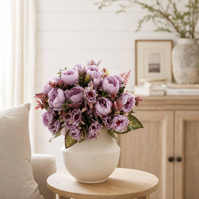 Ensemble de 3 bouquets de fleurs de pivoines artificielles, pivoines en soie avec verdure pour la maison, le mariage et la fête