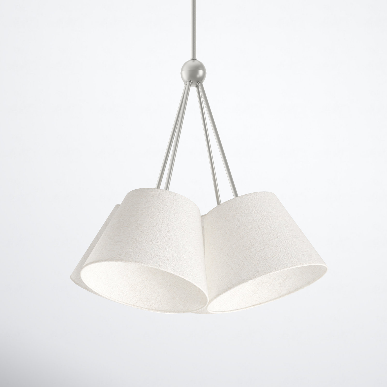 Grove 4 - Light Steel Dimmable Cone Chandelier, Brushed Nickel, Oatmeal