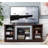 TV Media Stand With Faux Stacked Stone Surround, Modern Entertainment Console-1908697935