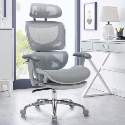 Ergonomic Full Mesh Office Chair with Adjustable Headrest, 3D Flip-up Armrests, Lumbar Support, and Tilt Lock, Retractable Footstool – Supports up to 300 lbs