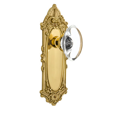 Plaque victorienne avec bouton de porte ovale en cristal transparent