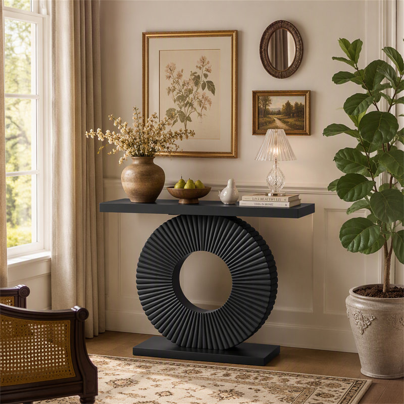 Canapé moderne en bois avec base géométrique, Brun et noir, Brun, Noir