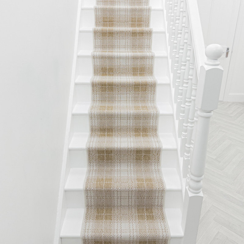 Stair Runner Plaid Flatweave Area Rug, Runner 60 x 630 cm