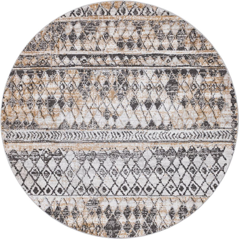 Geometric Indoor Rug, Round 7'1"