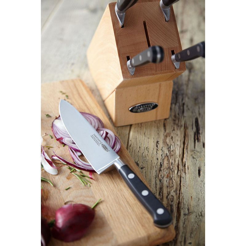 Stellar Sabatier 6 Piece Stainless Steel Knife Block Set, Beech