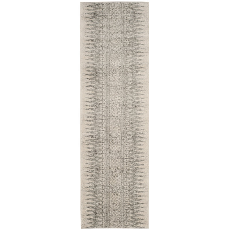 Abbingt Southwestern Ivory/Silver Area Rug, Runner 2'2" x 7'