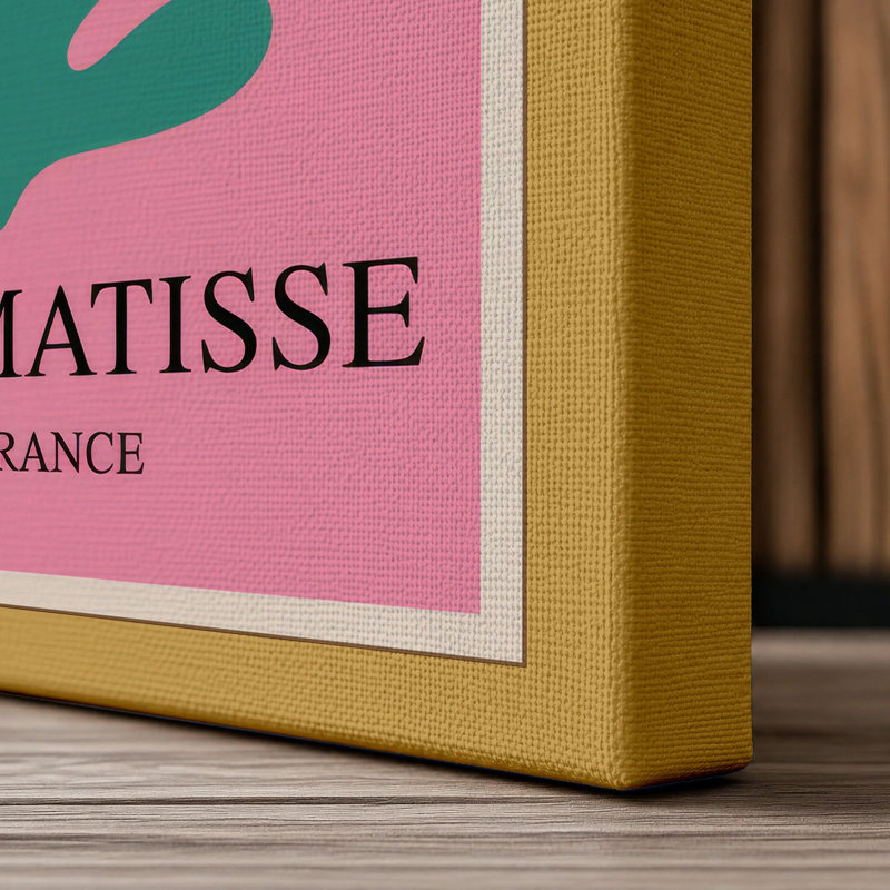 Matisse in Teal Modern - Wrapped Canvas, 36x24 - 91.4 x 61.0 cm, Ochre Border