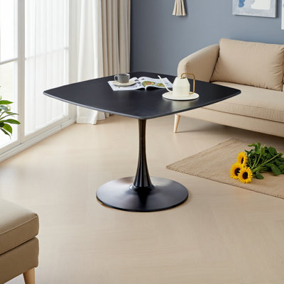 Table de salle à manger Mid-Century pour 4-6 personnes avec plateau rond en MDF, table de salle à manger à piédestal, table basse de loisirs