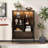 Cabinets with LED Lighting, 2 Drawers &amp; 4 Adjustable Shelves, 51.2'' Dark Walnut Contemporary Display | Hallways | MDF,Tempered Glass-1775468729