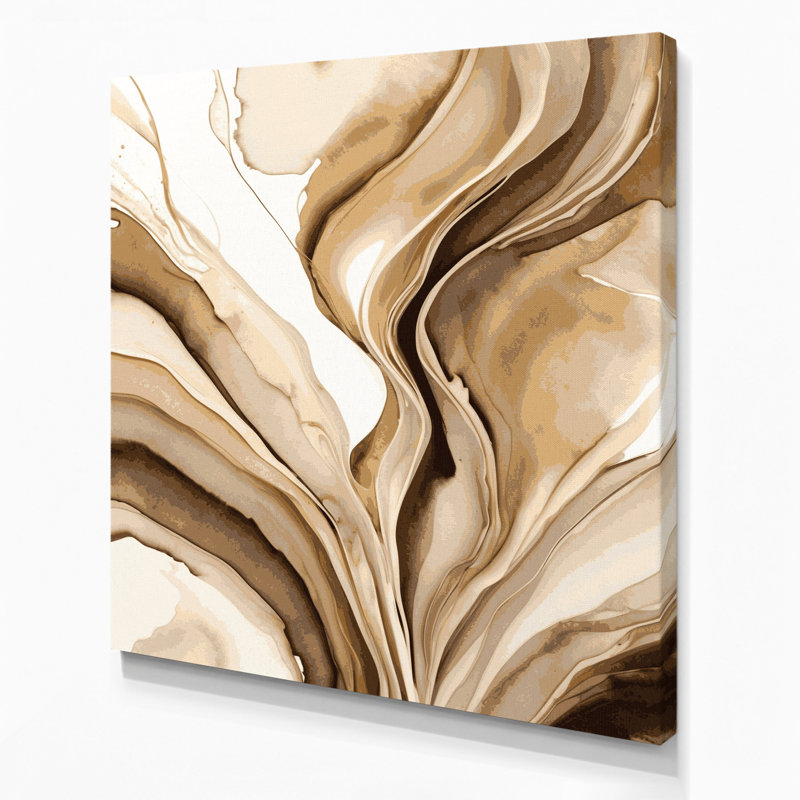 Aquarelle abstraite 48, art mural sur toile beige, H 32 po x l 32 po