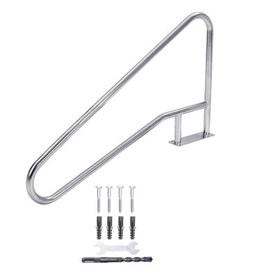 304 Stainless Steel in-Ground Pool Handrail, Corrosion Resistant, 385 Lbs Load Capacity, Blue Non-Slip Grip, Included Mounting Hardware, Suitable for Bathroom and Leisure Areas, 55"× 32"