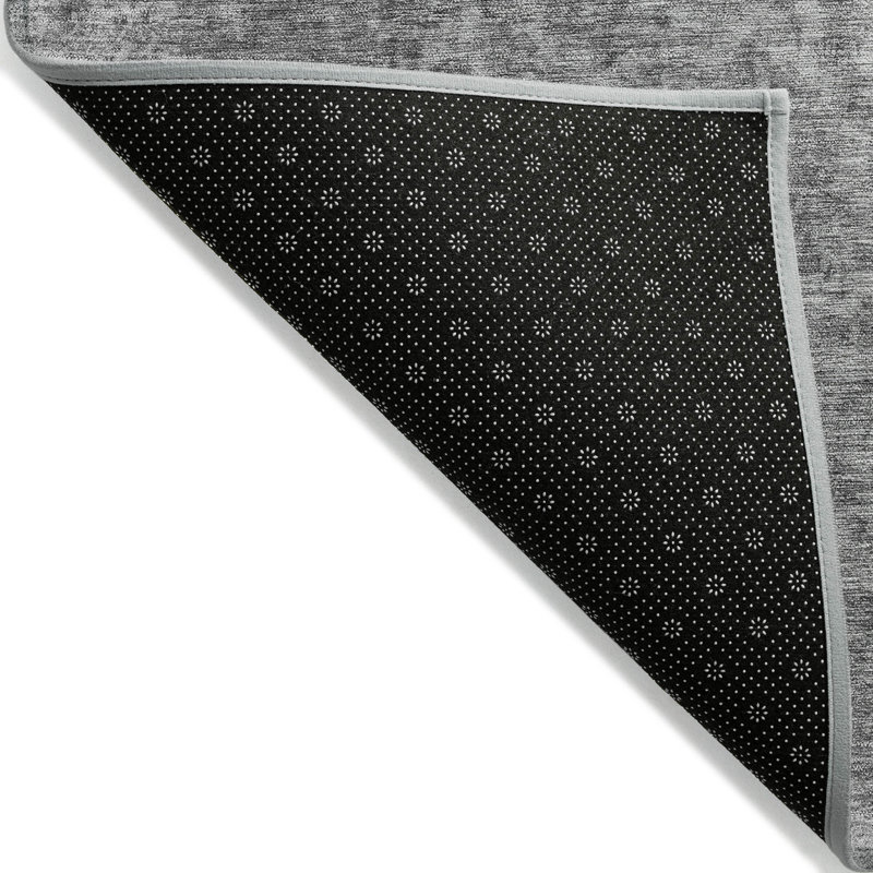 Tapis gris intérieur / extérieur lavable à la machine Claudian ACN1645, Rectangle 2 pi 6 po x 3 pi 10 po