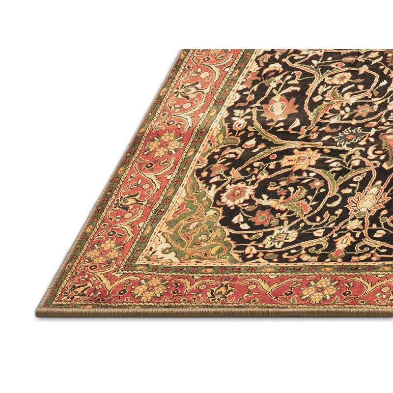Tapis oriental rectangulaire en laine et polyester tissé à la machine 5 pi x 8 pi Jessikah