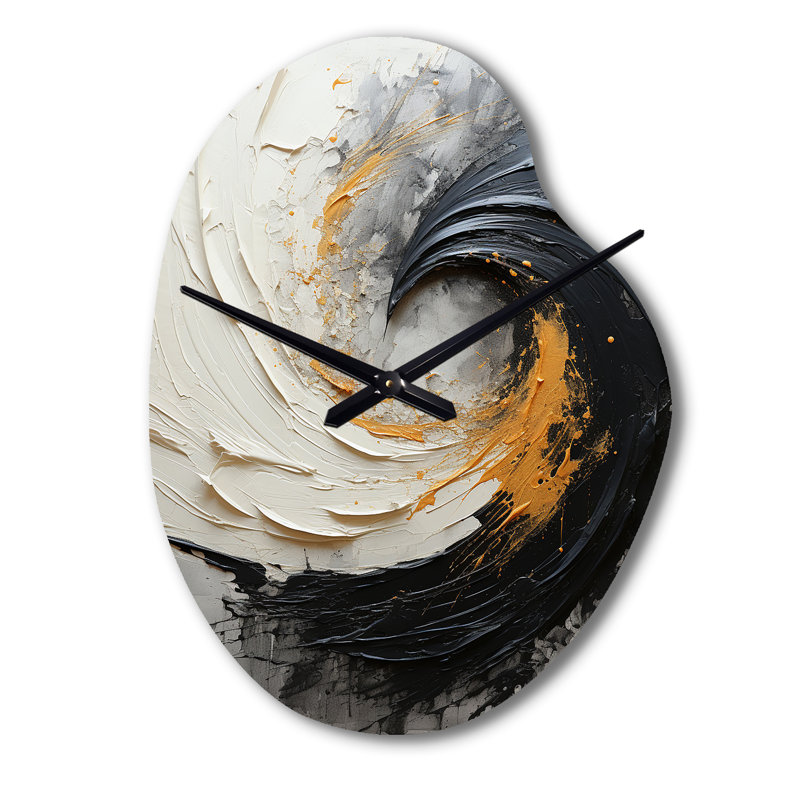 Infinite Motion IV - Horloges asymétriques abstraites en métal, horloge murale de forme irrégulière jaune, Petit