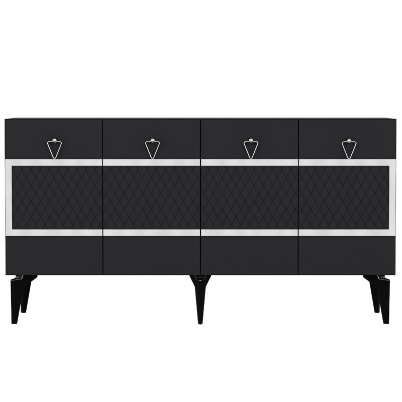 Console élégante, anthracite et argent, panneau de particules recouvert de mélamine à 100%, épaisseur: 0,7 pouce | Design élégant, parfait pour le salon ou le vestibule, moderne et fonctionnel